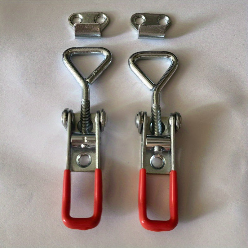 4Pcs Heavy-Duty Stainless Steel Adjustable Latch Clamps Red Handles