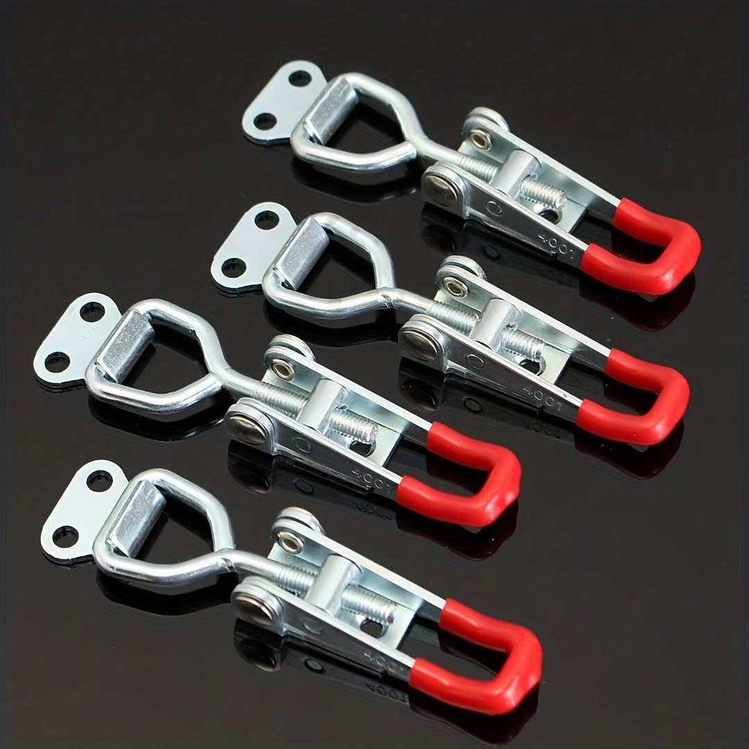4Pcs Heavy-Duty Stainless Steel Adjustable Latch Clamps Red Handles