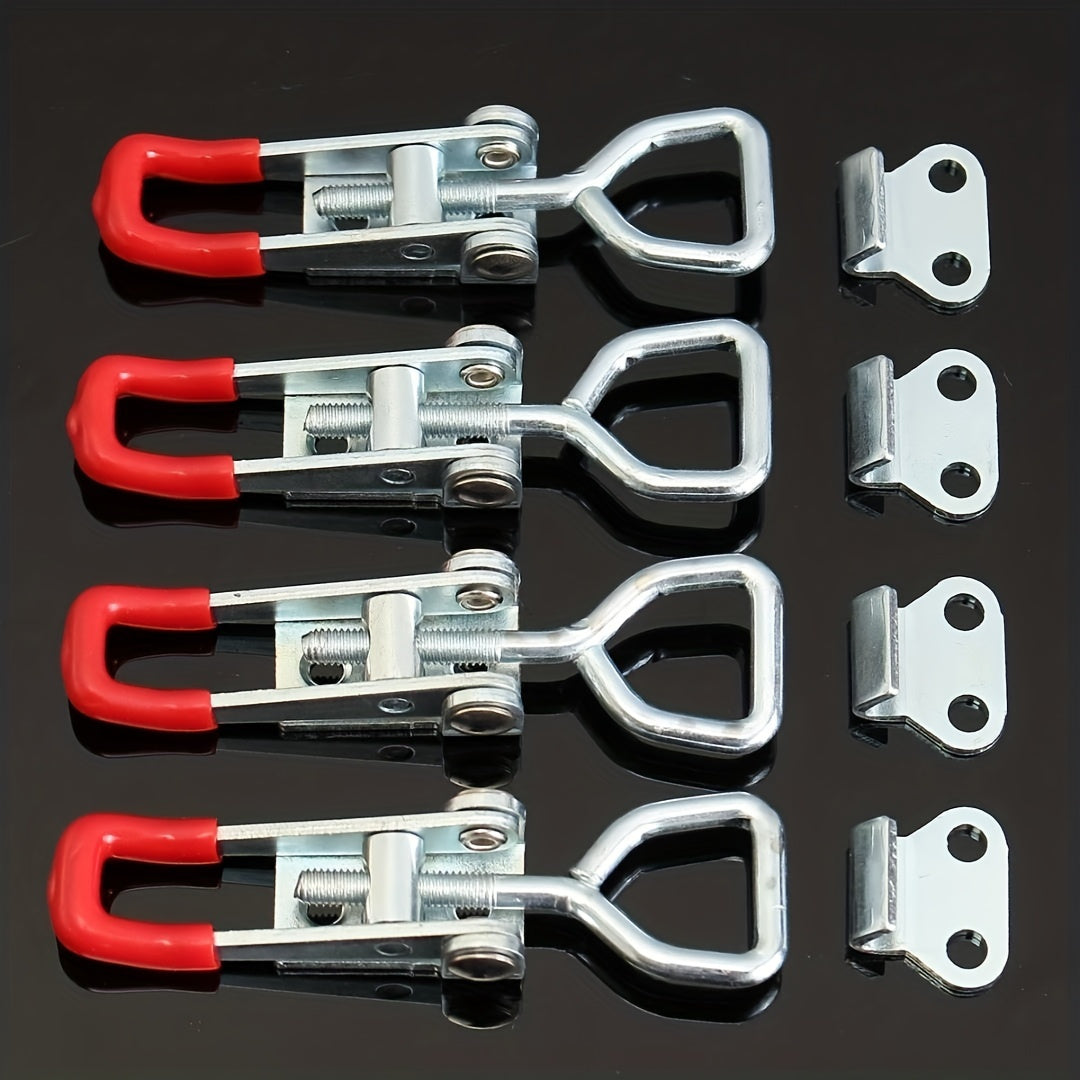 4Pcs Heavy-Duty Stainless Steel Adjustable Latch Clamps Red Handles
