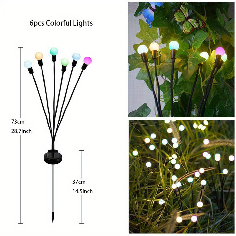 6/8/10 Solar Lawn Lamps Wind-Driven LED Firefly Garden Decor