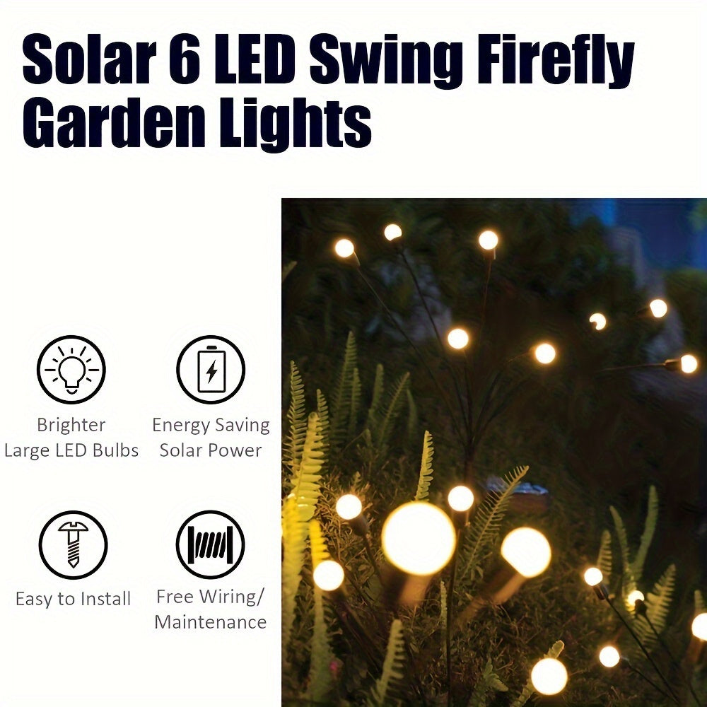 6/8/10 Solar Lawn Lamps Wind-Driven LED Firefly Garden Decor