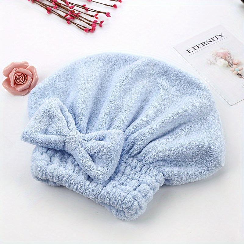 Быстро высушите волосы с помощью этой 1шт. полотенца для волос в виде шапки, сделанного из абсорбирующего кораллового флиса. Эта портативная шапка для душа идеально подходит для сушки волос после ванны.