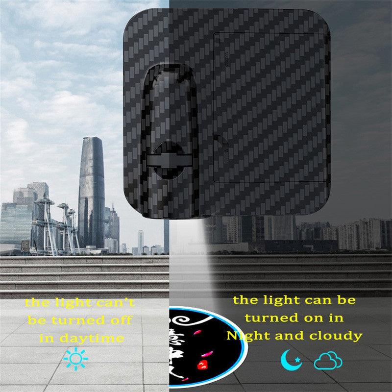 2pcs Wireless LED Car Door Projector Lights 3D Blue Fire Tiger Skull No-Drill Installation