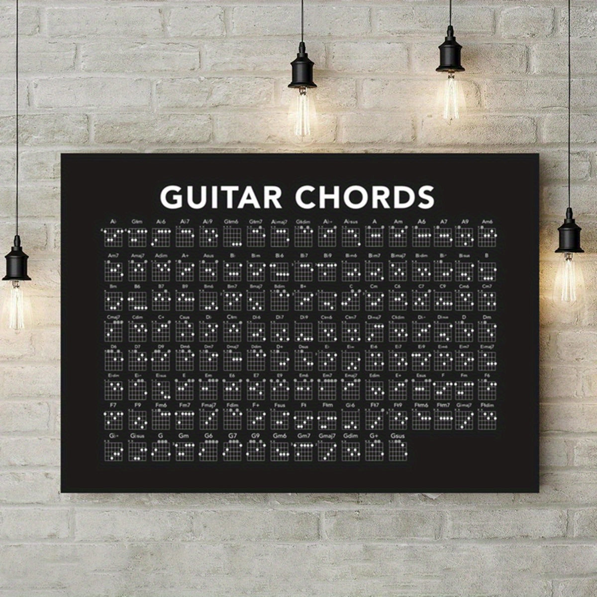 Frameless Canvas Wall Art of Guitar Chords for Living Room or Bedroom Decor