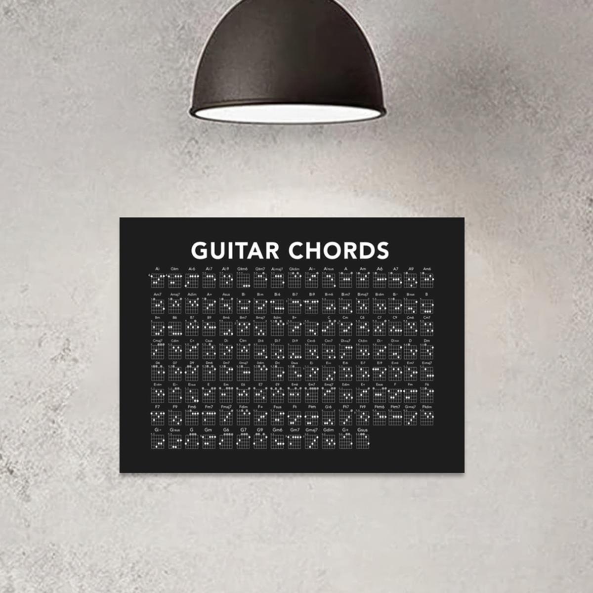 Frameless Canvas Wall Art of Guitar Chords for Living Room or Bedroom Decor