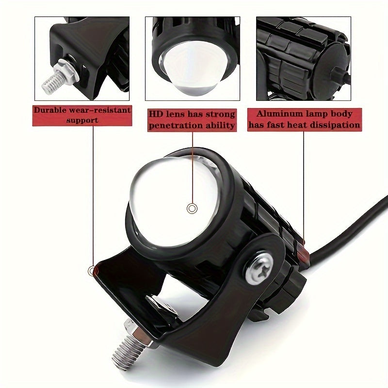 Universal Motorcycle LED Auxiliary Spotlight Dual Color ATV Scooter Light