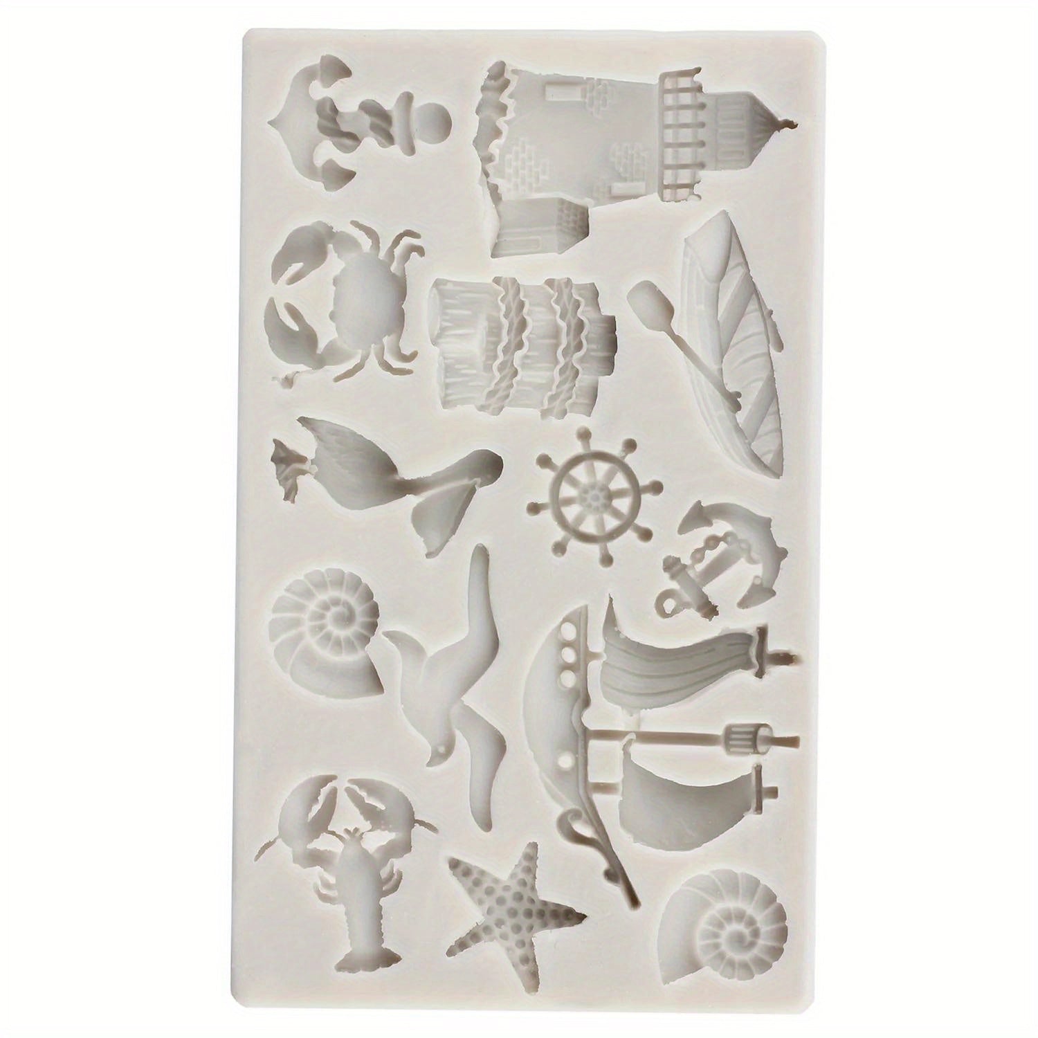 Silicone Mold Sailboat Anchor Birds Sea Animal Cupcake Toppers Fondant Decorations