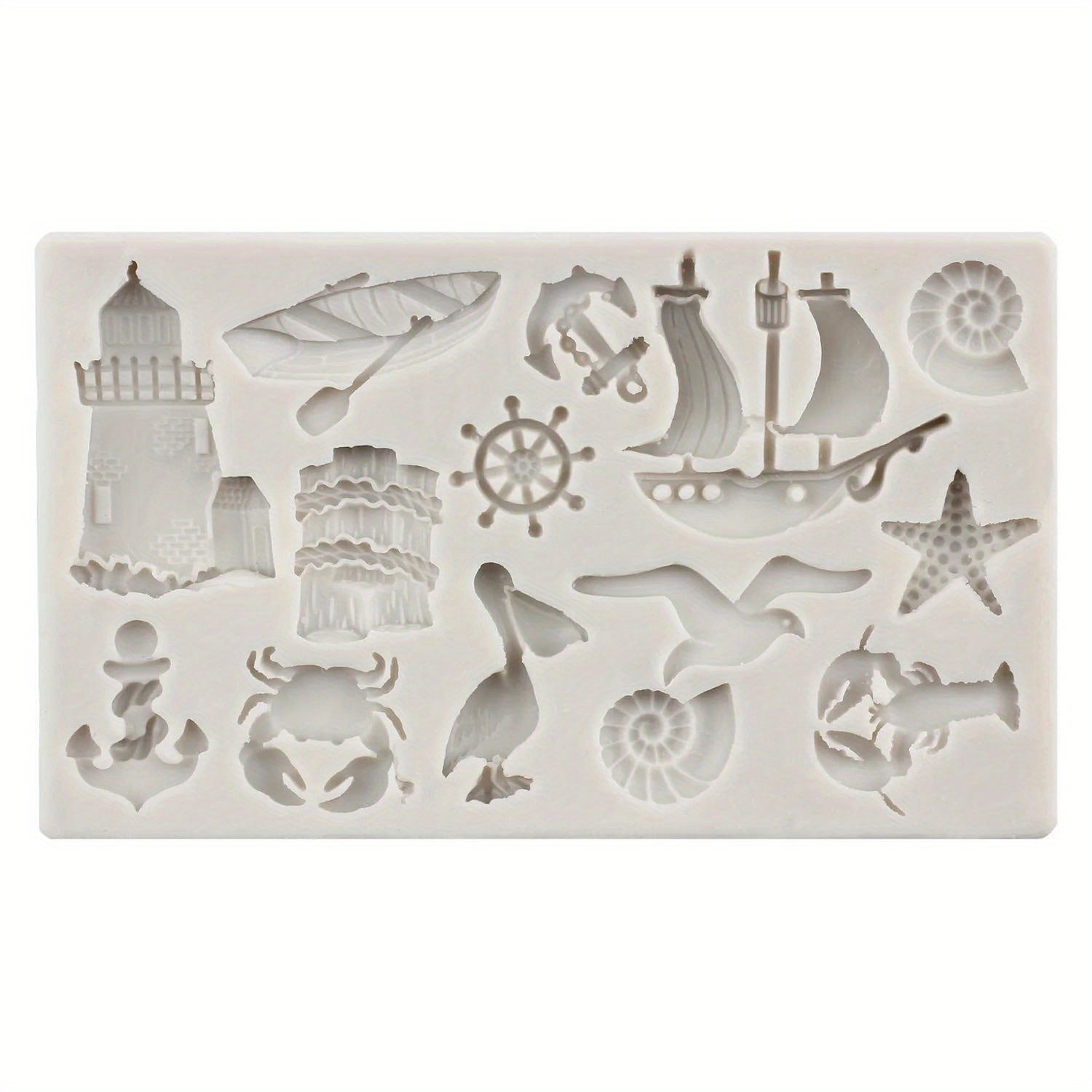 Silicone Mold Sailboat Anchor Birds Sea Animal Cupcake Toppers Fondant Decorations