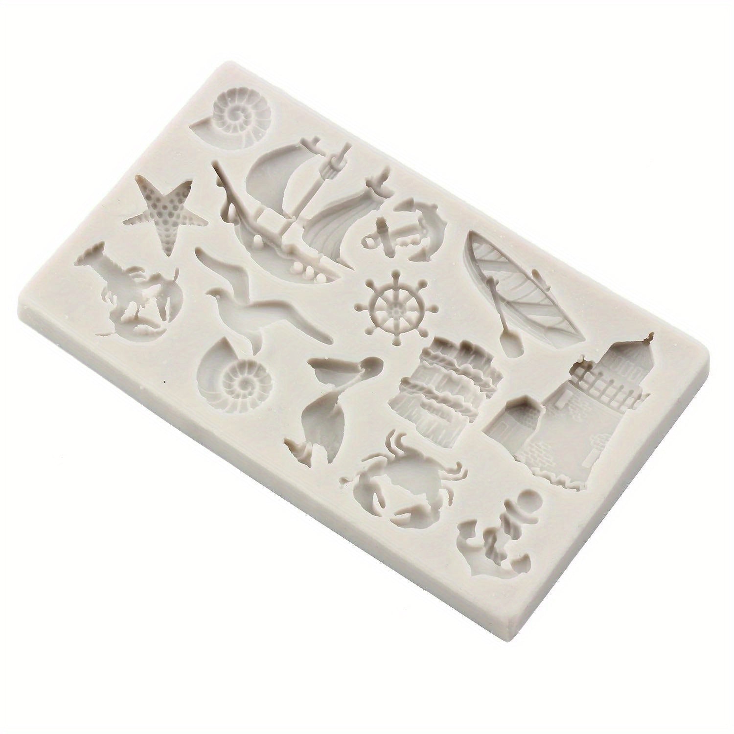 Silicone Mold Sailboat Anchor Birds Sea Animal Cupcake Toppers Fondant Decorations