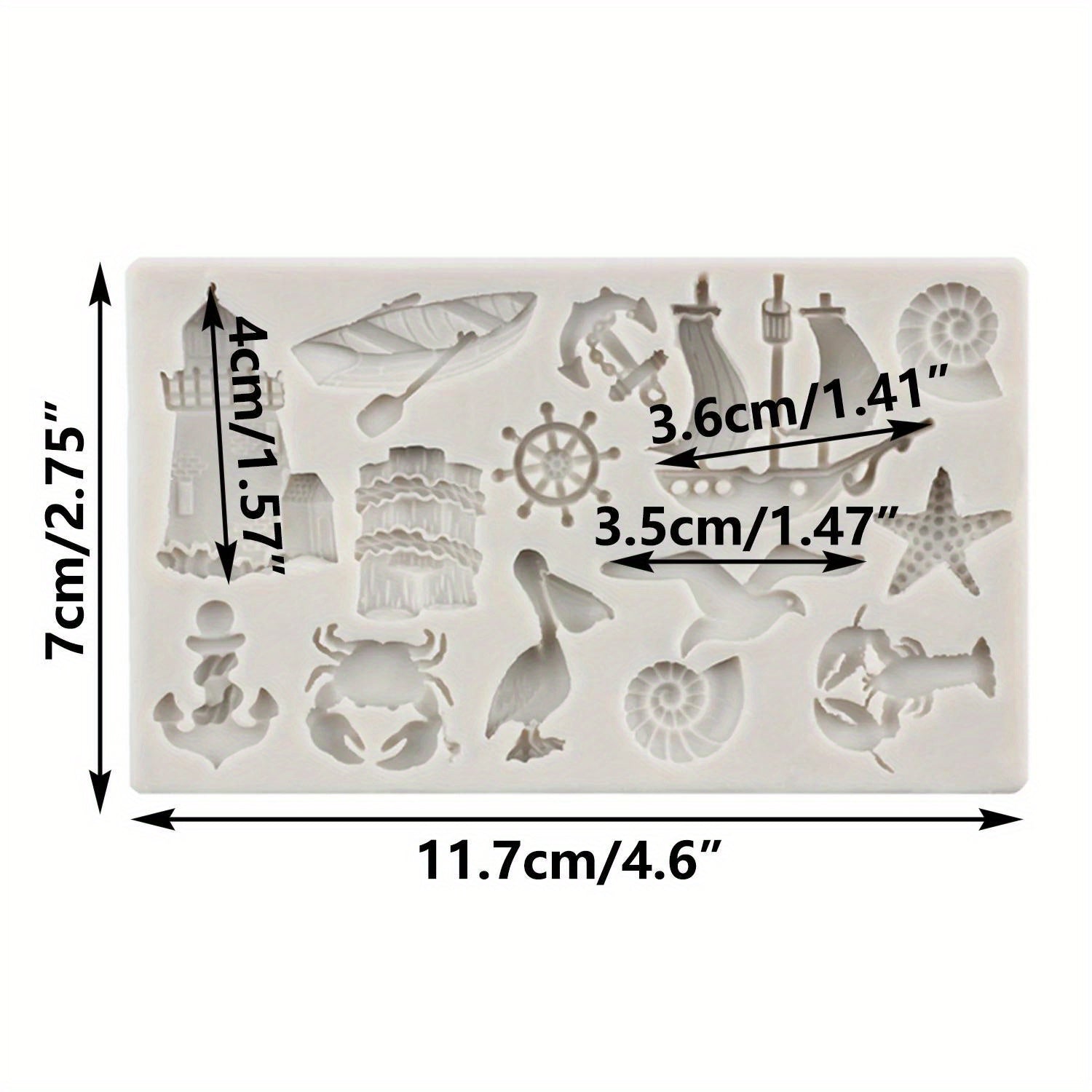 Silicone Mold Sailboat Anchor Birds Sea Animal Cupcake Toppers Fondant Decorations