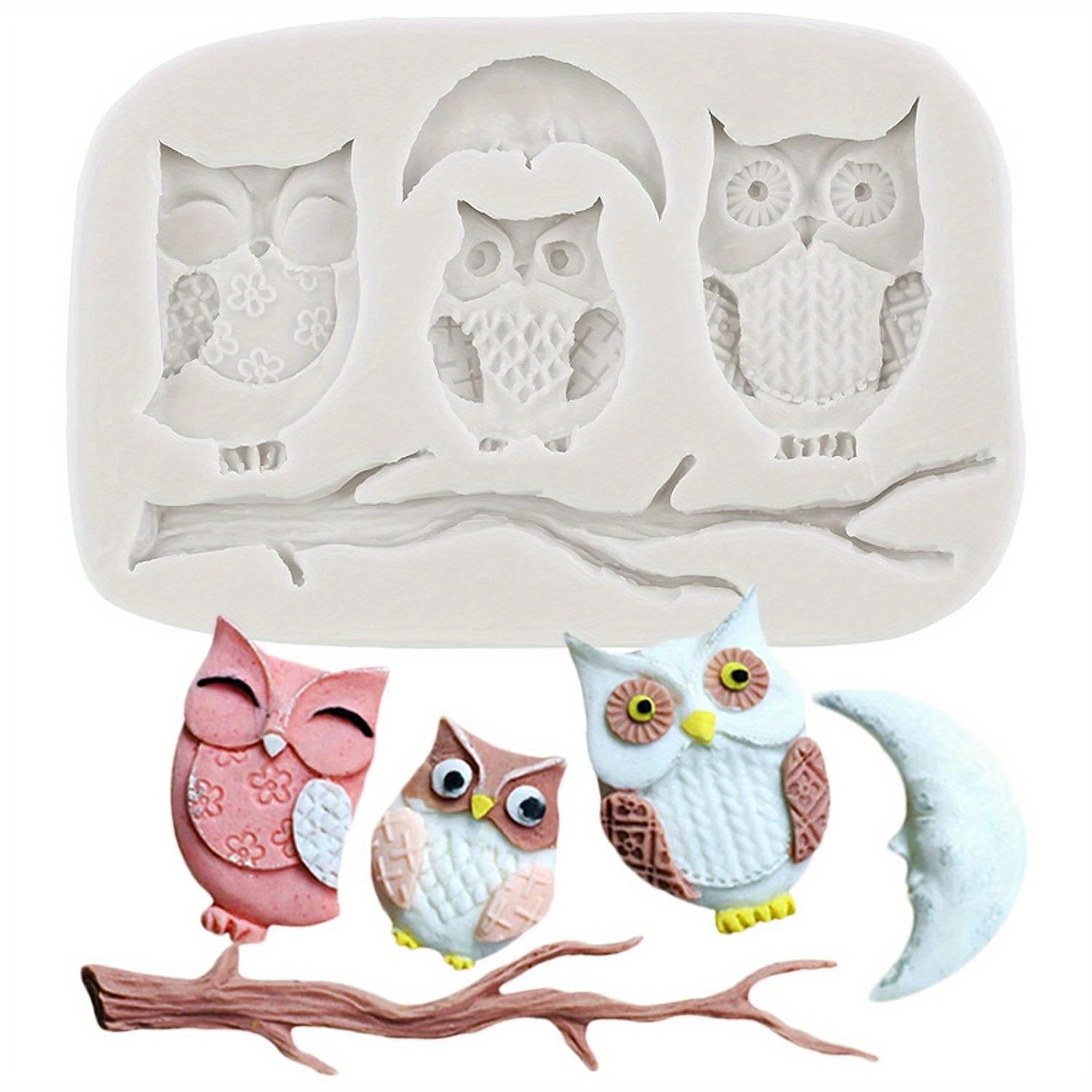 Silicone Mold for Baking Fondant Cake Decorating Cartoon Owl Design for Cupcake Toppers