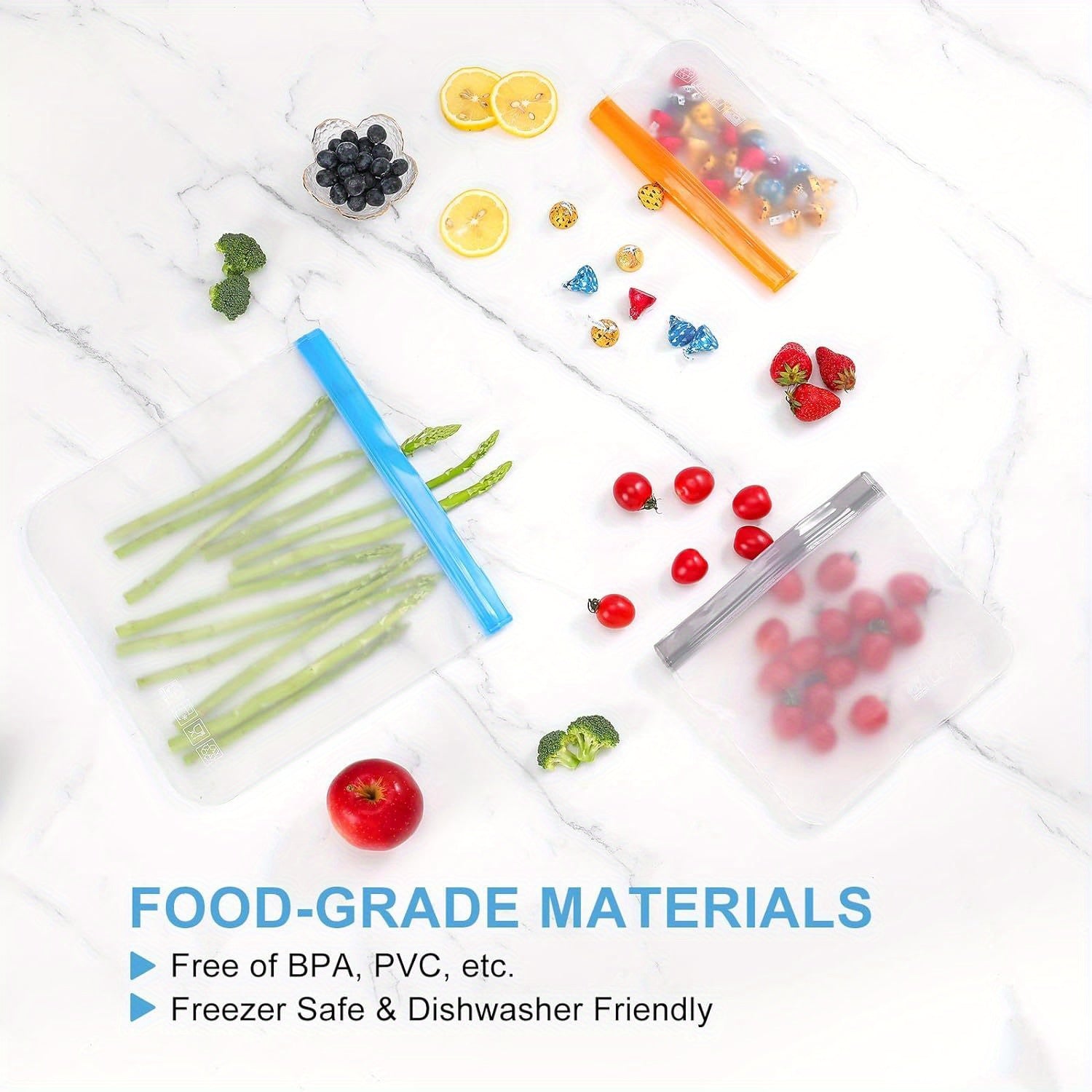 1 набор из 10 многоразовых силиконовых пакетов для хранения продуктов, герметичные контейнеры, которые стоят сами по себе, пакеты для сэндвичей без BPA, нетоксичные, безопасные для посудомоечной машины и морозильника, необходимые кухонные аксессуары