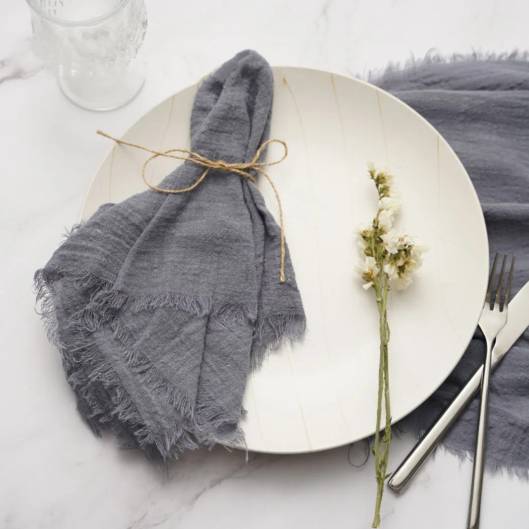 Paxta matodan tayyorlangan 6 ta bo‘laklik salfetka to‘plami, 42x42cm, to‘ylar, partiyalar va uy bezaklari uchun