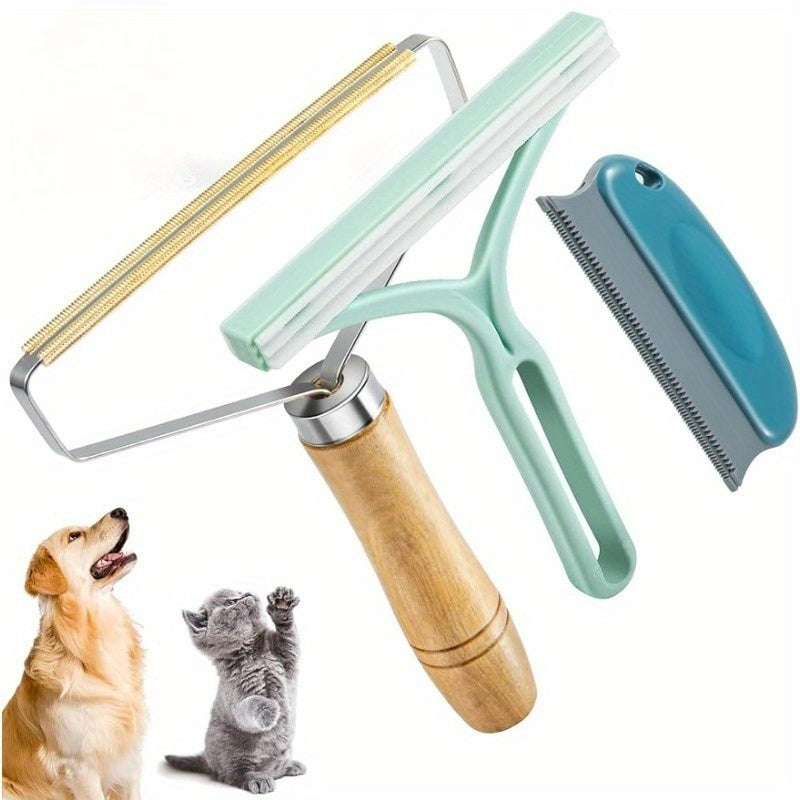3-Piece Reusable Pet Hair Remover Set for Cats and Dogs