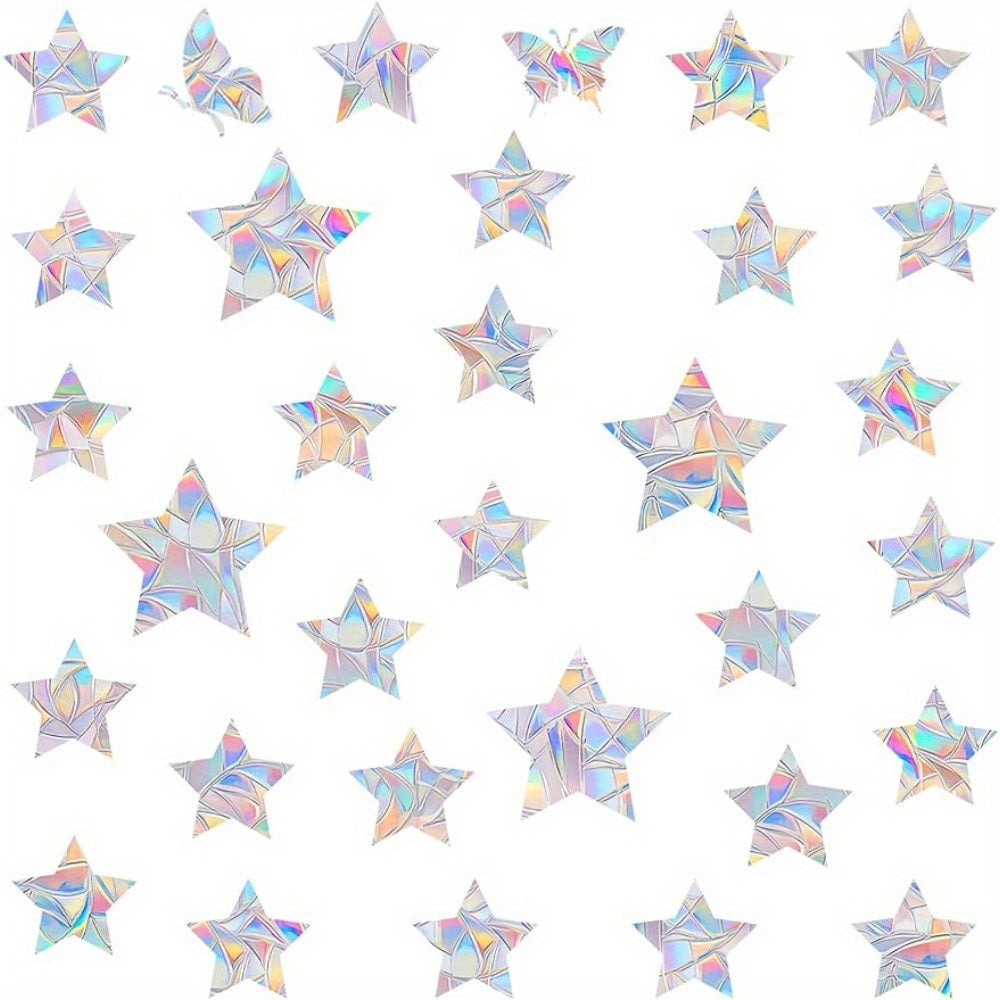 36 Pieces Star-Shaped Bird Collision Window Decals Non-Adhesive Vinyl Clings