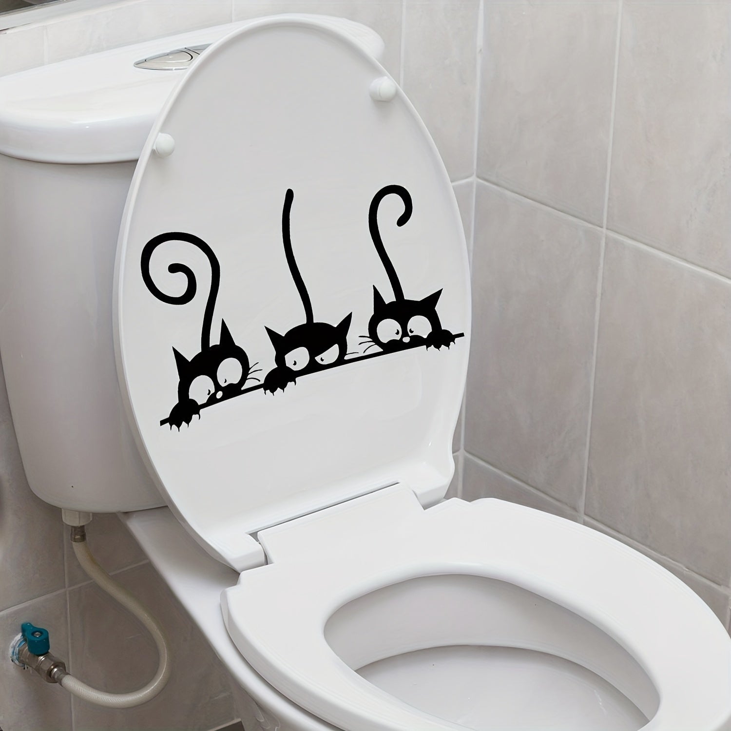 Black Cat Toilet Lid Decals Waterproof Bathroom Humor Easy to Apply