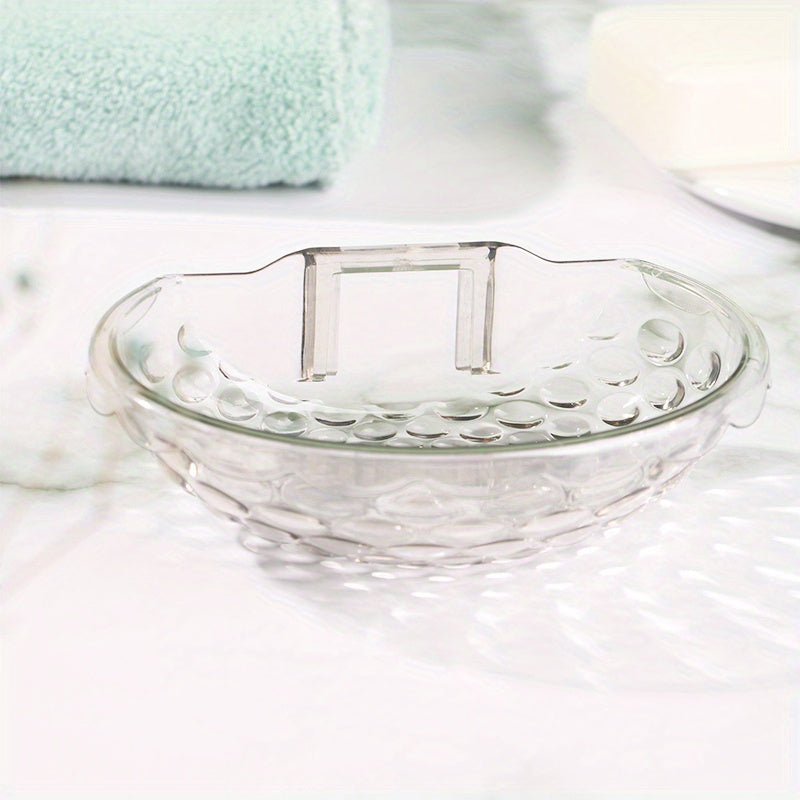 Oval Soap Dish with Drainage Wall-Mountable Clear Gray Plastic