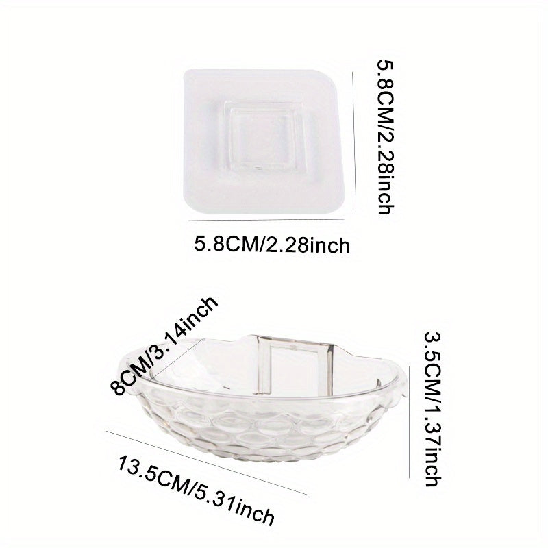 Oval Soap Dish with Drainage Wall-Mountable Clear Gray Plastic