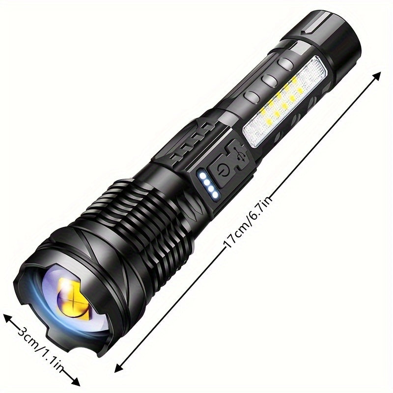 Rechargeable Torch Flood Light with Side Lights 1500mAh Lithium Battery Waterproof Outdoor Emergency Camping Hiking