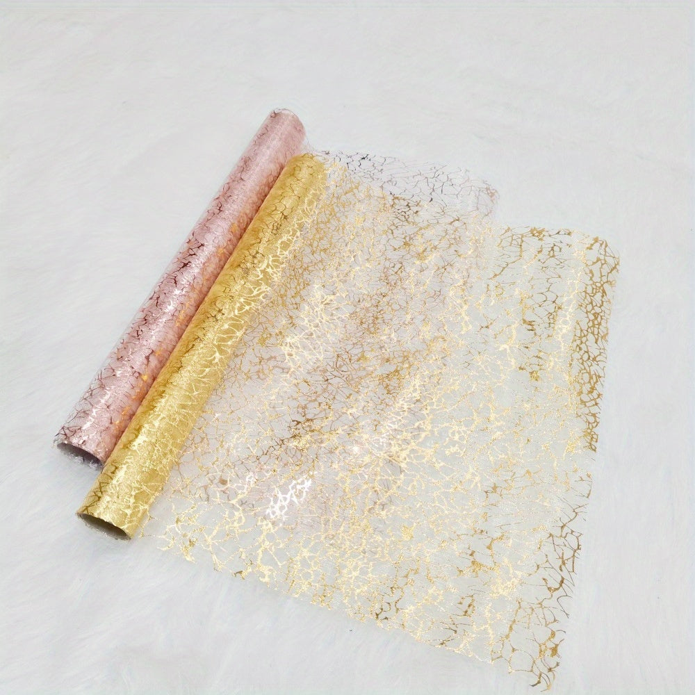 Gold Foil Table Runner with Metallic Mesh Design for Events