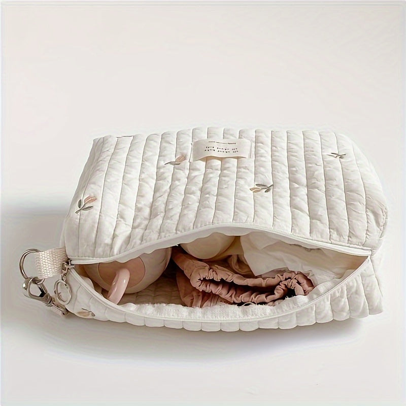 Zipperli Portativ Pampers Sumkasi, Tikilgan Nappy Caddy Tashkiliy, Aravachaga qulay Qayta ishlatiladigan Nam/Quruq Sumka