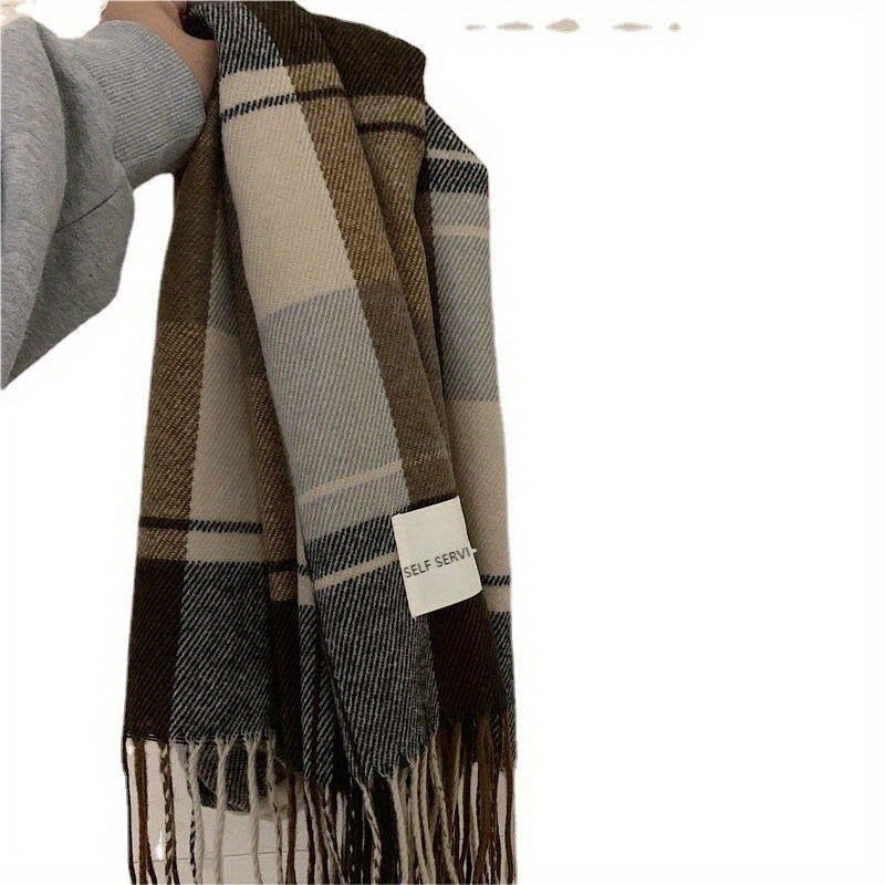 Men's Warm Plaid Scarf Winter Holiday Gift Soft Cozy Warm Accessory