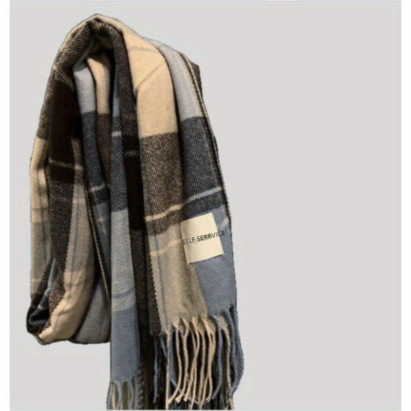 Men's Warm Plaid Scarf Winter Holiday Gift Soft Cozy Warm Accessory