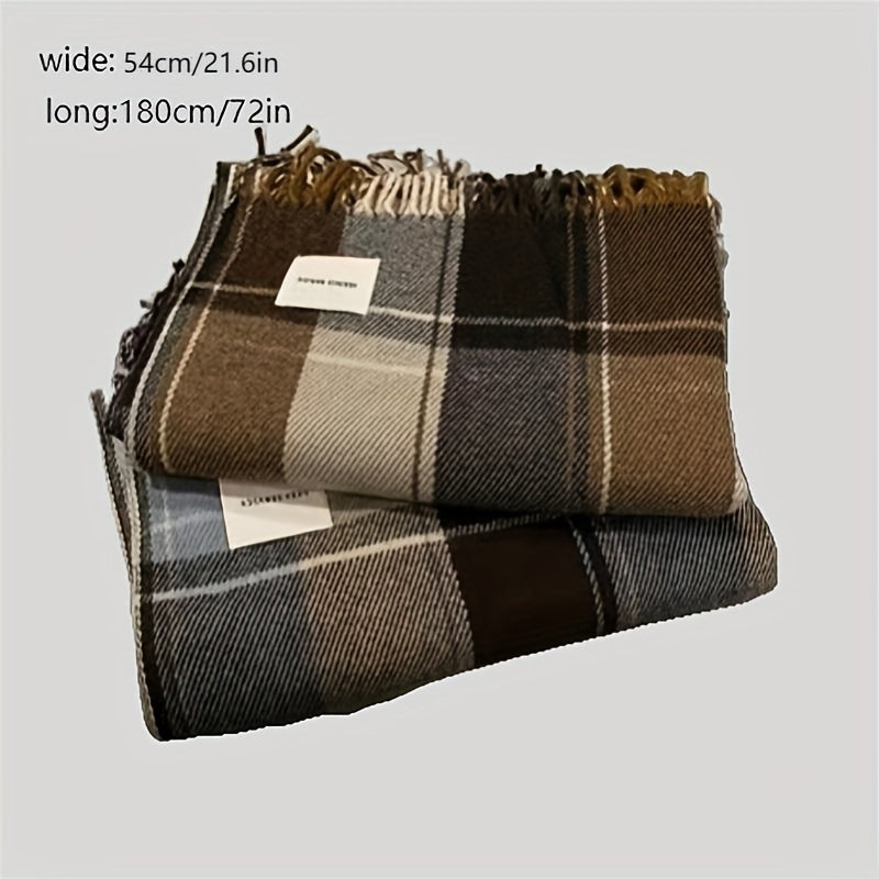 Men's Warm Plaid Scarf Winter Holiday Gift Soft Cozy Warm Accessory