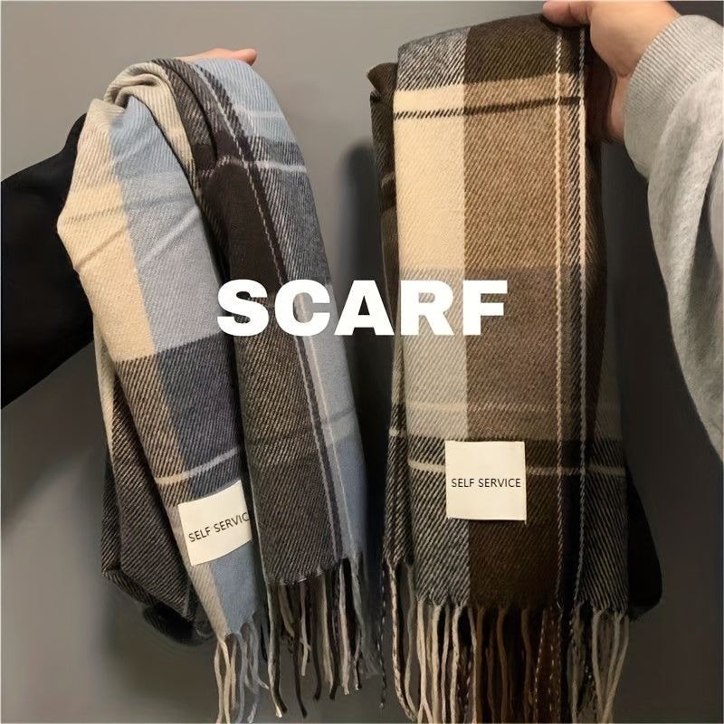 Men's Warm Plaid Scarf Winter Holiday Gift Soft Cozy Warm Accessory