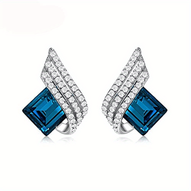 Koʻk Kristal Anjel qanotlari taqinchoq toʻplami oq oltin qoplangan alloy moda zargarlik buyumlari uchun erkaklar va ayollar