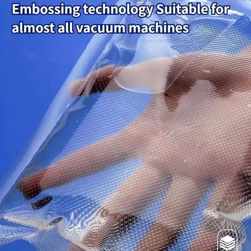 Rollo de bolsas de vacío transparentes texturizadas desechables para conservación y envasado de alimentos