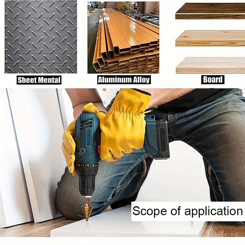 5pc Cobalt Step Drill Bit Set for Metal and Wood Drilling with Aluminum Case