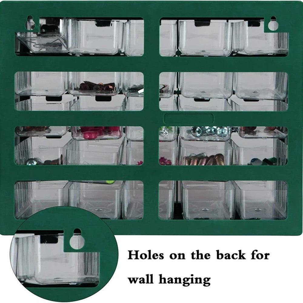 Wall-Mounted Plastic Drawer Parts Organizer with 25 Compartments for Screws and Electronic Components