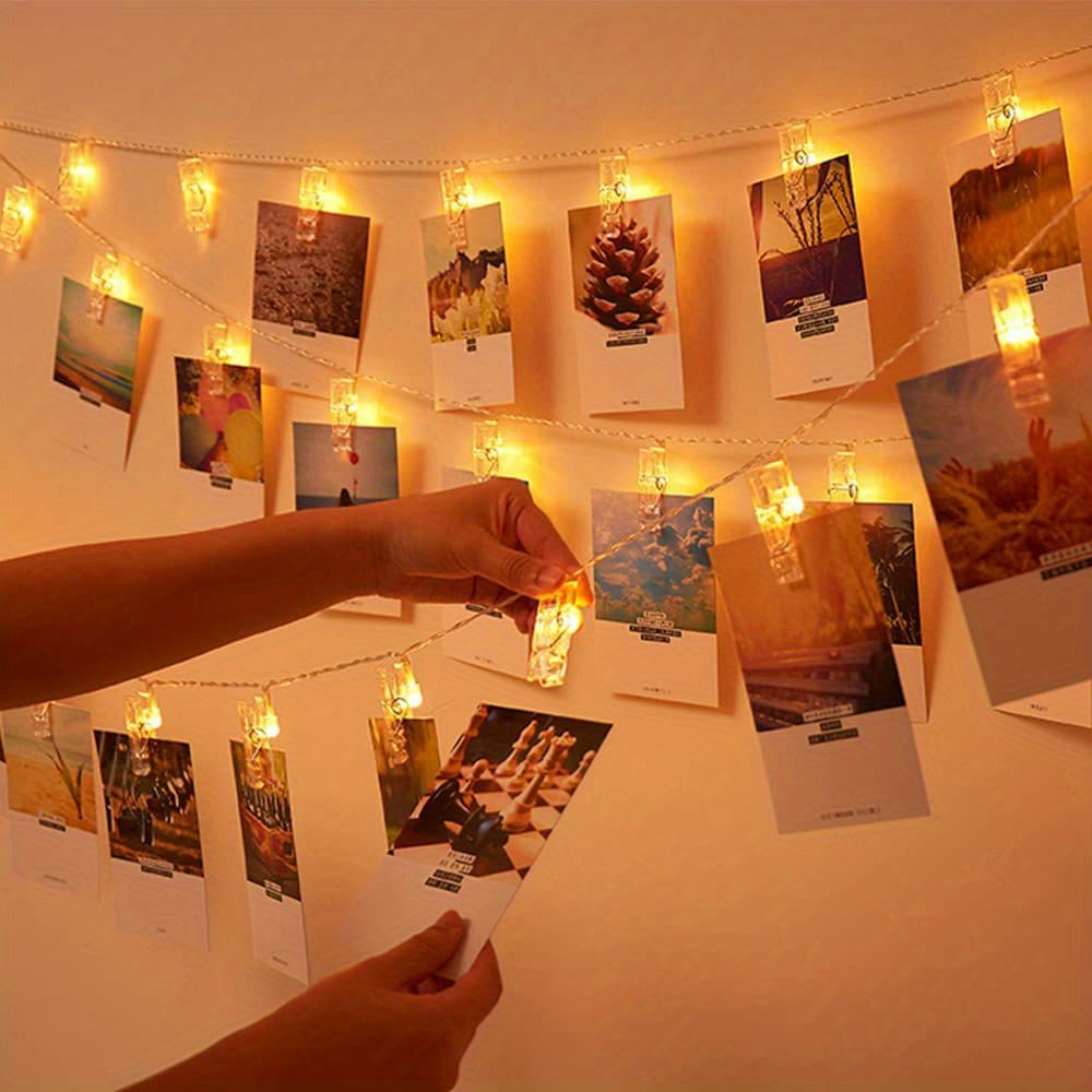 LED String Lights Battery Operated Warm White Photo Clip String Lights for Hanging Photos