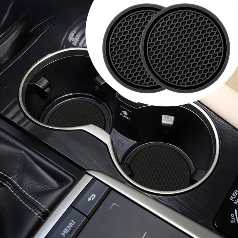 2/4pcs Black Car Cup Holder Anti Slip Coasters Premium PVC Universal