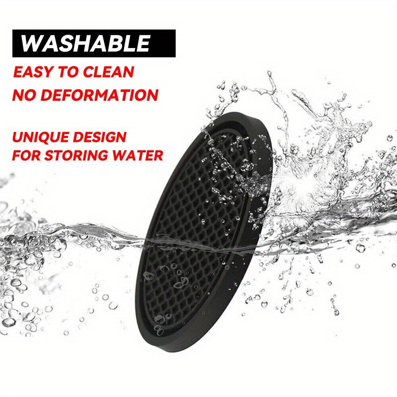 2/4pcs Black Car Cup Holder Anti Slip Coasters Premium PVC Universal