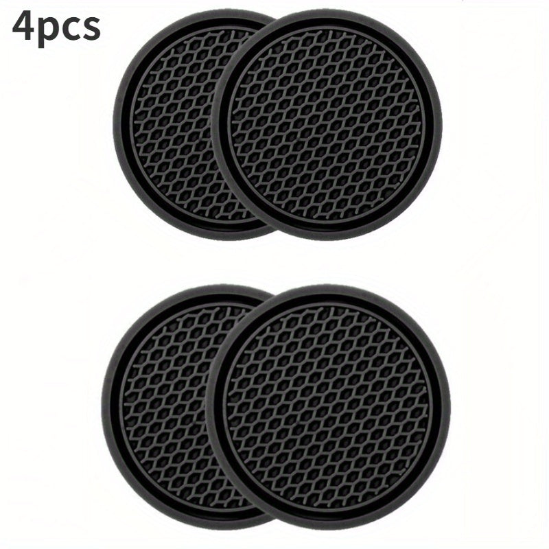 2/4pcs Black Car Cup Holder Anti Slip Coasters Premium PVC Universal