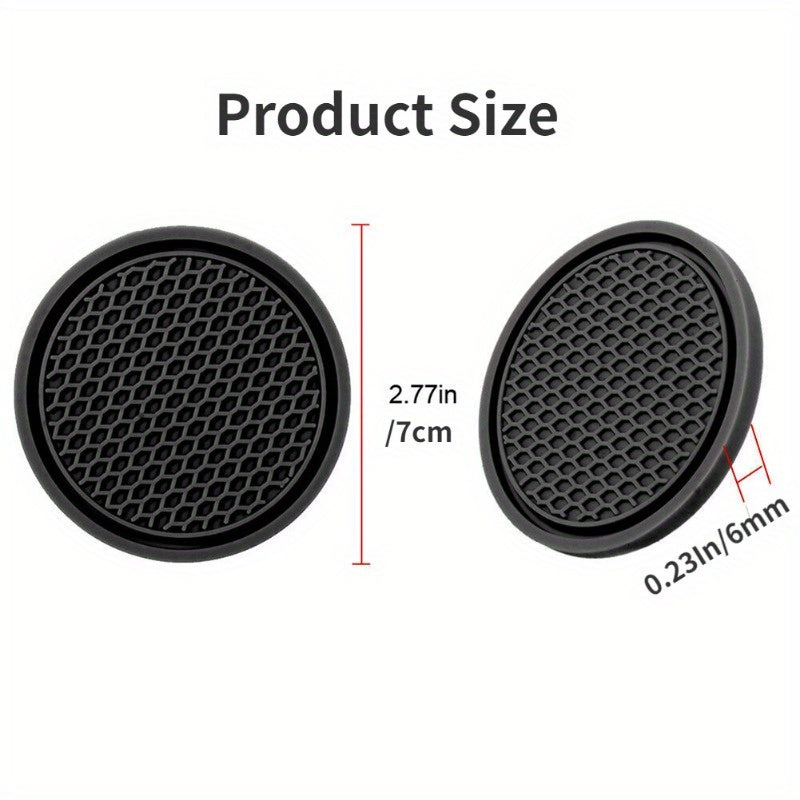 2/4pcs Black Car Cup Holder Anti Slip Coasters Premium PVC Universal