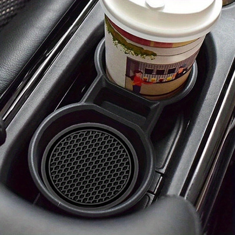 2/4pcs Black Car Cup Holder Anti Slip Coasters Premium PVC Universal