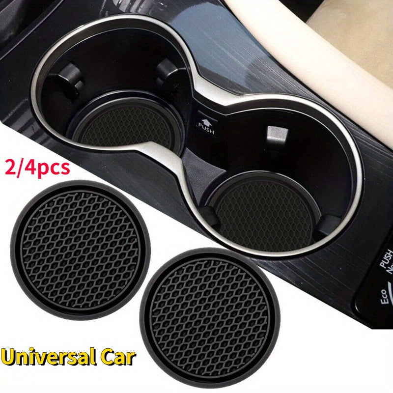 2/4pcs Black Car Cup Holder Anti Slip Coasters Premium PVC Universal