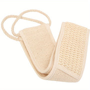 Linen Back Scrubber Towel with Handles Reusable Body Exfoliator for Travel and Home