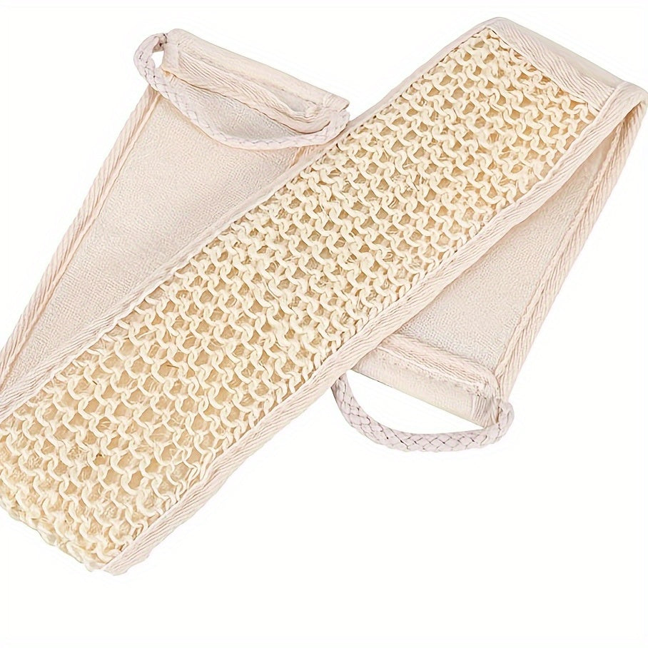 Linen Back Scrubber Towel with Handles Reusable Body Exfoliator for Travel and Home