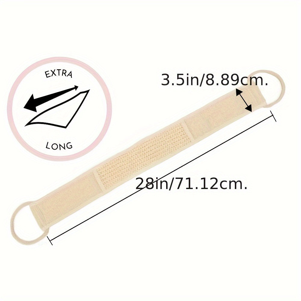 Linen Back Scrubber Towel with Handles Reusable Body Exfoliator for Travel and Home