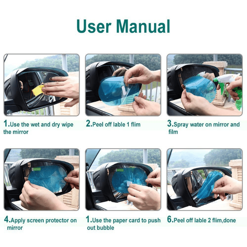 2-Pack Car Rearview Mirror Rain Film Protector Anti-Fog Clear Auto Accessories