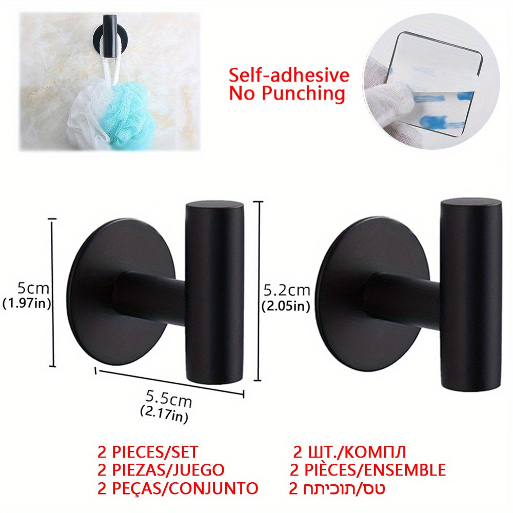 Qora zanglamaydigan po'latdan tayyorlangan o'z-o'zini yopishtiradigan devor tokchalari sochiq va oshxona asboblari uchun