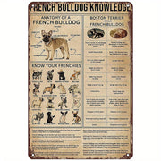 Retro French Bulldog Tin Sign Wall Decor for Home, Breed Knowledge