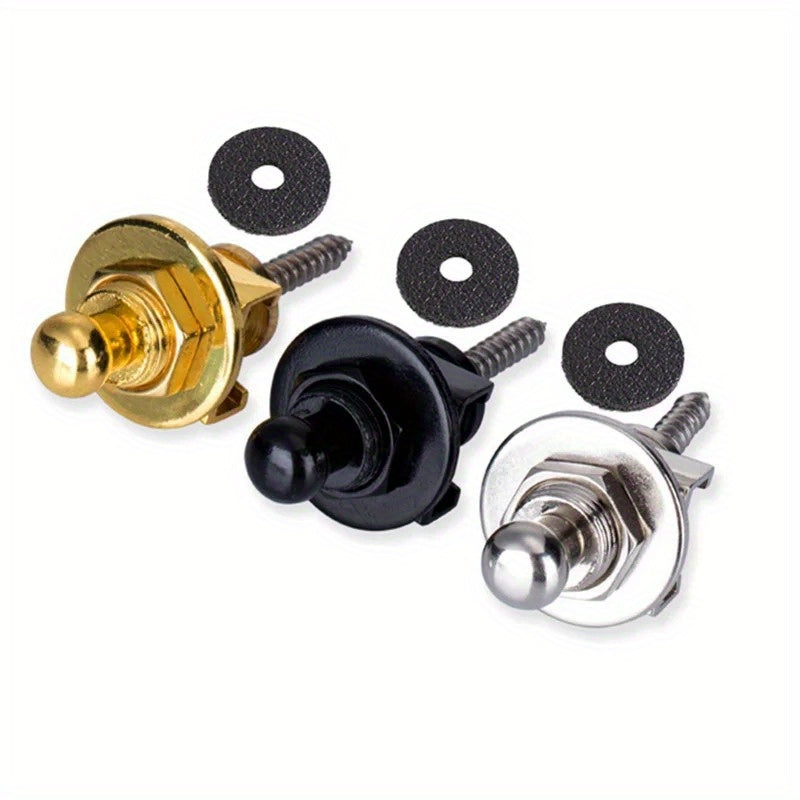 Cierre de correa de guitarra de aleación con acabado en cromo negro para eléctrica, acústica y bajo