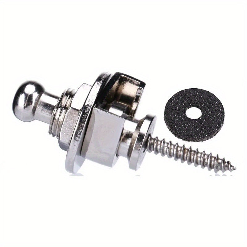 Cierre de correa de guitarra de aleación con acabado en cromo negro para eléctrica, acústica y bajo