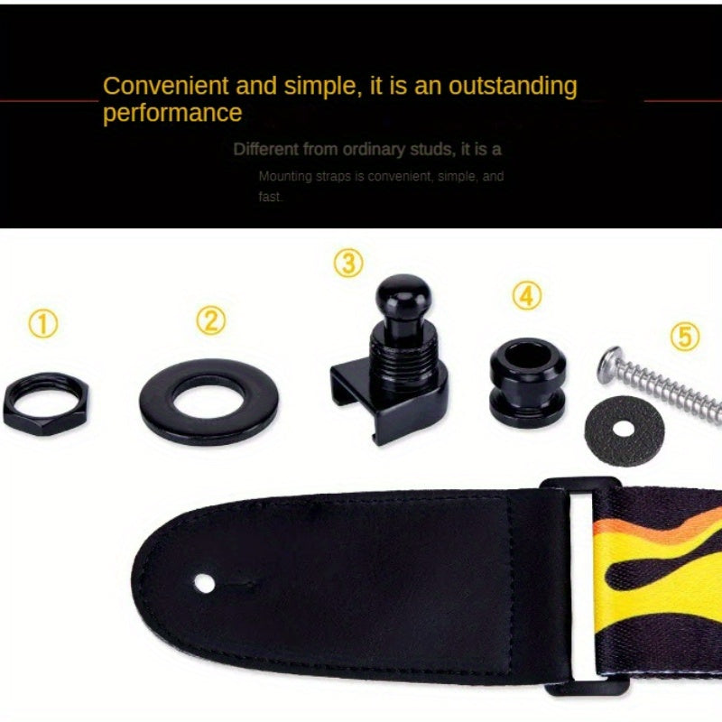 Cierre de correa de guitarra de aleación con acabado en cromo negro para eléctrica, acústica y bajo