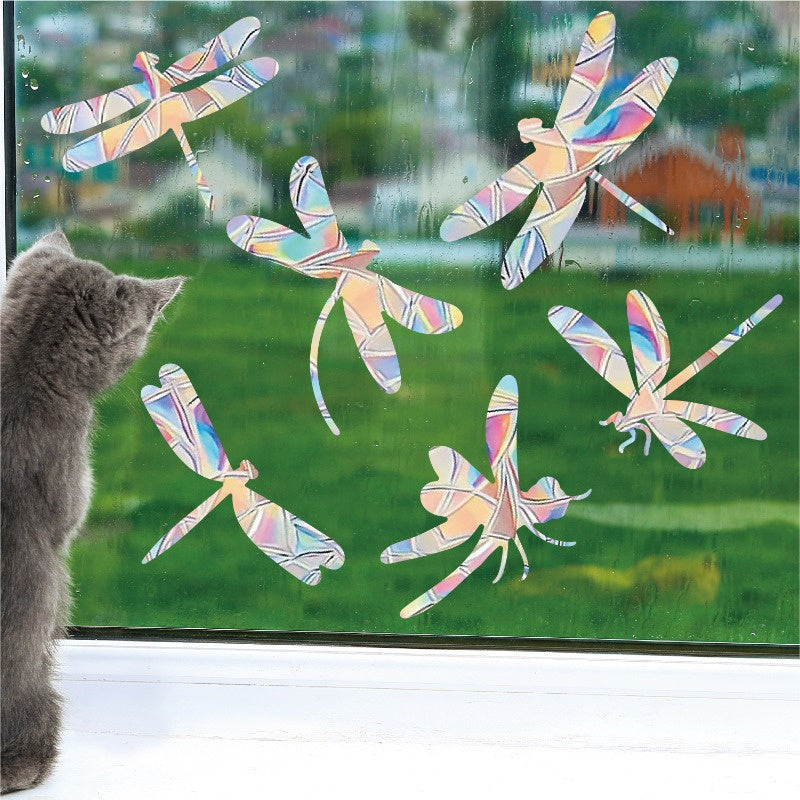 Блестящая радужная призматическая бабочка-ловец солнца - антистатичный декор для окон из ПВХ, наклейка на стекло для предотвращения столкновений дома и в офисе